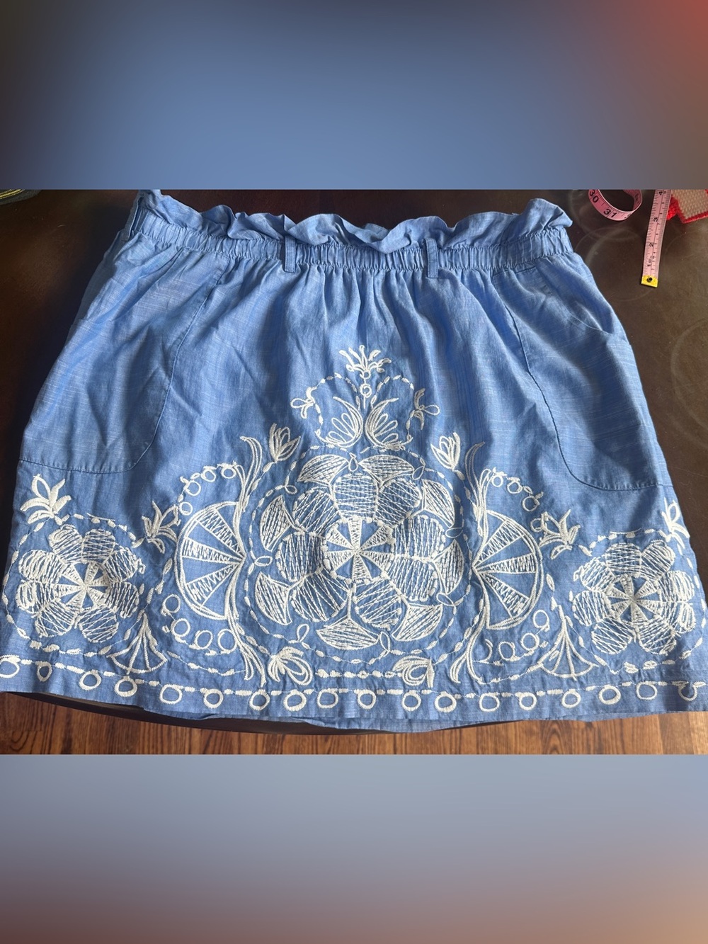 Lilly Pulitzer Embroidered Blue White Skirt, Size XL